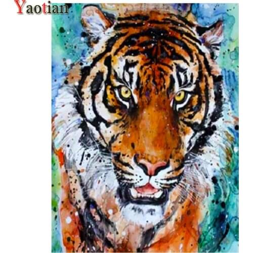 Diy 5D Diamond Painting Cross Stitch Graffiti Tiger Diamond Mosaic Embroidery Animal Picture Full Square Drill Rhinestones Decor