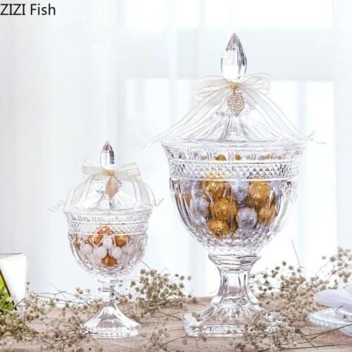 European Style Sealed Tank Moisture-proof Transparent Glass Candy Box Cookie Coffee Seal Tank Storage Tanks Tabletop Decoration