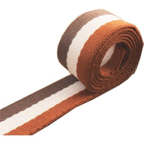 Cotton Webbing Khaki White Gray Striped Soft Belt Webbing Key Fob Webbing Lanyard Bag Purse Webbing Leash Supplies-25mm