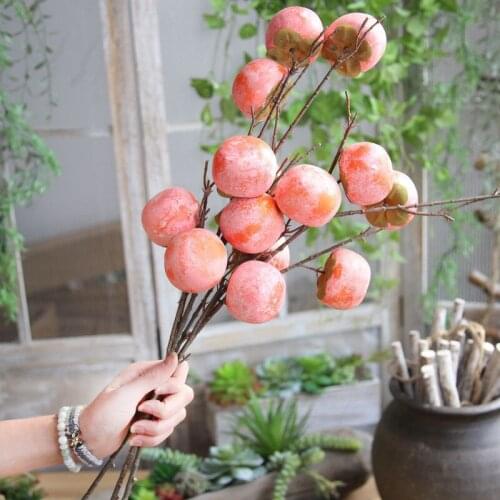 Artificial Plants Foam Persimmon Branch Bouquet Artificial Dried Flowers for Home Decor Fake Plants Fruits Autumn Decorations
