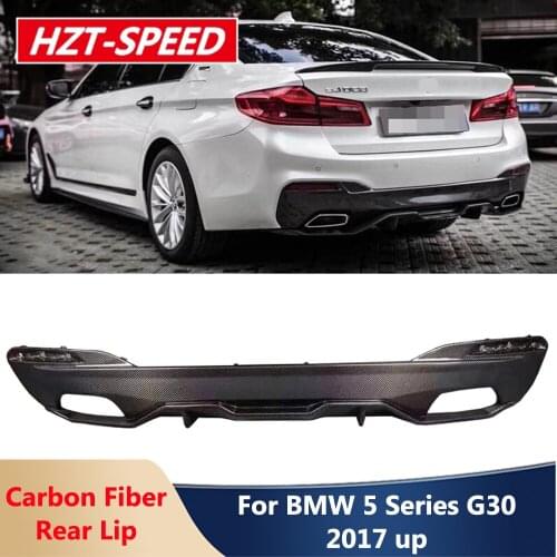2 PCS MP Type Real Carbon Fiber Rear Lip Bumper Chin Diffuser Car Body Kits For BMW 5 Series G30 G31 Sport 2017 Up Modification