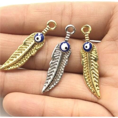 10pcs charm magic eye leaf metal pendant for jewelry making DIY handmade bracelet necklace accessories material wholesale