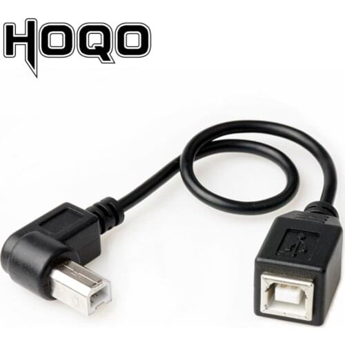Right Angle USB 2.0 B Extension Cable Panel Mount for PC Sync Date Charge 90 Degree USB Type_B Male to Female Extension Cord