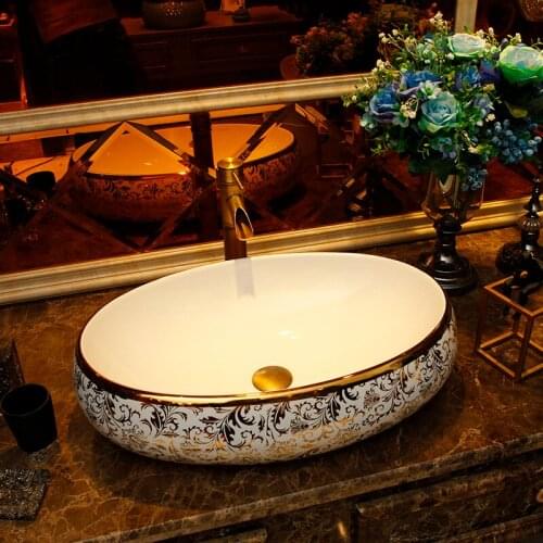Europe style chinese Jingdezhen Art Counter Top ceramic bathroom sink ceramic wash basin bathroom sinks