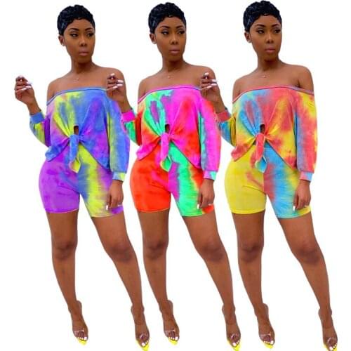 Two Piece Set Women Shorts Summer Top and Shorts Set 2 Pc Sets 2021 Tie Dye Set Two Piece Set Top and Shorts Sexy Club Outfits