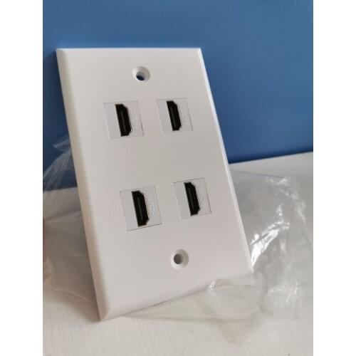 US Faceplate With 4 Ports HDMI2.0 Female To Female USA Socket Wall Panel For Audio Video Device In White