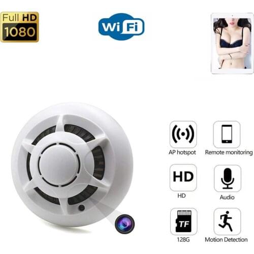 Hiden design smoke alarm mini wifi home camera hotel ceiling hd 1080p wireless ip camera motion detection remote surveillance