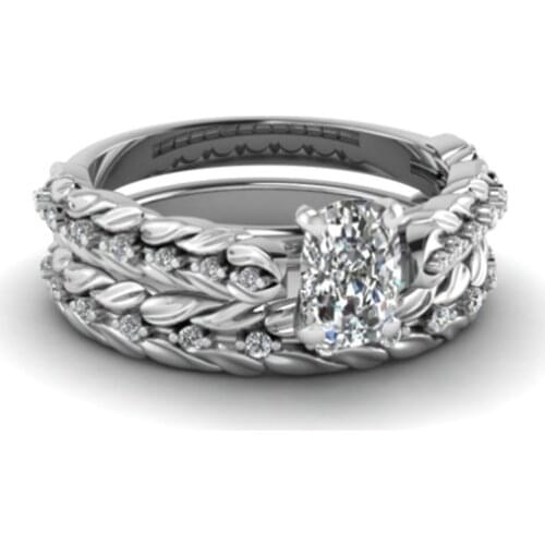 Fashion Rhinestones Zircon Rings Set For Women Accessories Female Cute Engagement/Wedding Band Jewelry Girl Gift