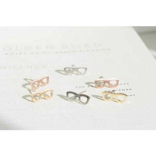 Fashion Glasses Shape Of Stud Earrings Silver Gold Rose Gold-color Studs Wholesale Free Shipping