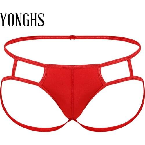 Mens Lingerie Bulge Pouch Underwear Jockstrap T-back G-string Panties Elastic Low Waist Strappy Thongs Swimwear Bikini Briefs