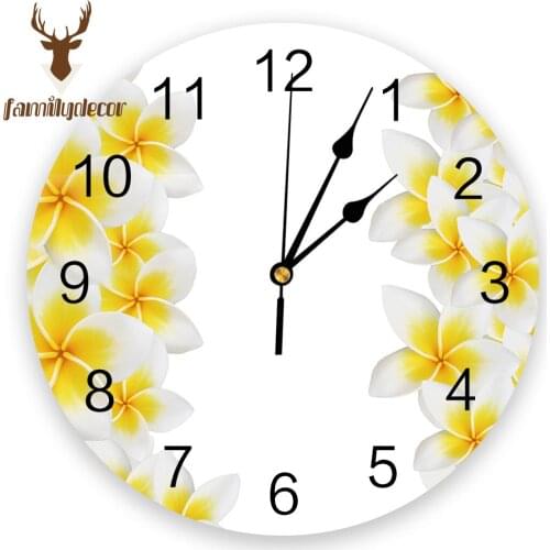 White Eggflower Printed PVC Wall Clock Modern Design Home Decor Bedroom Silent Oclock Watch Wall For Living Room
