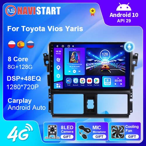 OKNAVI for Toyota Vios 2014 2015 2016 Auto Car Radio 2Din Android 9.0 10 Inch Multimedia Player Support Mirror Link DVR OBD