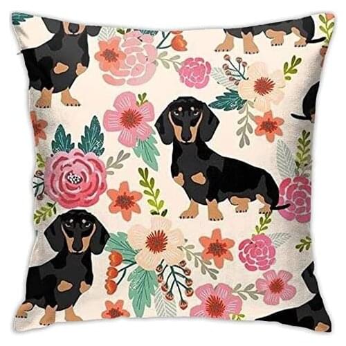 Funny Dachshund Dog Throw Pillow Case Cushion Cover Funny Square Sofa Home Decor Gifts 18x18 Inch(45 X 45cm)