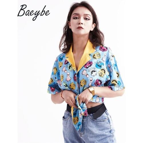 New arrival anime cartoon blouses china tops hawaiian Office shirts for women crop dropshipping wholesale free shipping