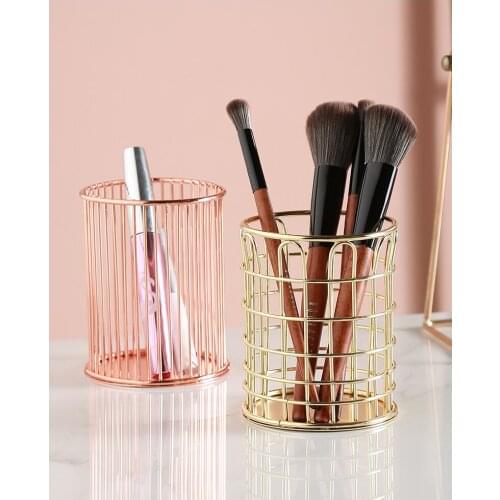 New Golden Makeup & Cosmetics Holder Storage Cup Holder For Brushes Organizer Accessories For Countertop Desk Kitchen