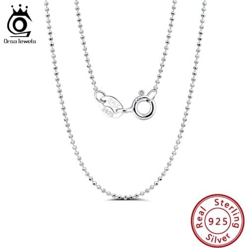 ORSA JEWELS Italian Side Chain Necklace 925 Sterling Silver with 2.0mm Ball Bead Sterling Silver Necklaces Chains Jewelry SC24