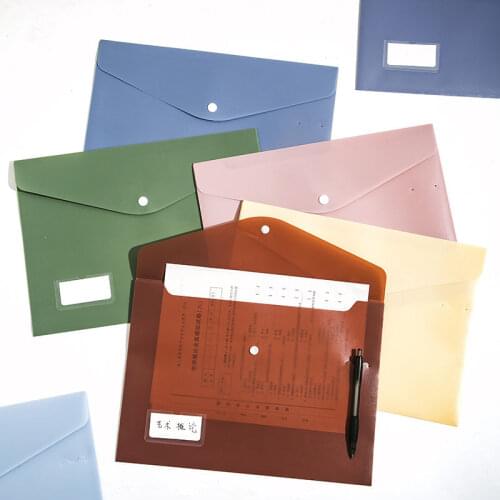 8pcs/set A4 Transparent Lightweight File Bag Portable Waterproof Folder Document Holder Large Capacity Button Storage Stationery