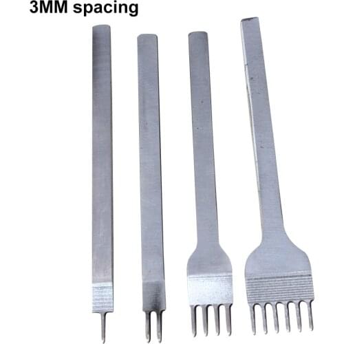 3/4/5/6mm Spacing Punch Tool For Leather Hole Punches Tool Lacing Stitching Chisel Set Kit DIY Leather Craft Tools Hand Sewing
