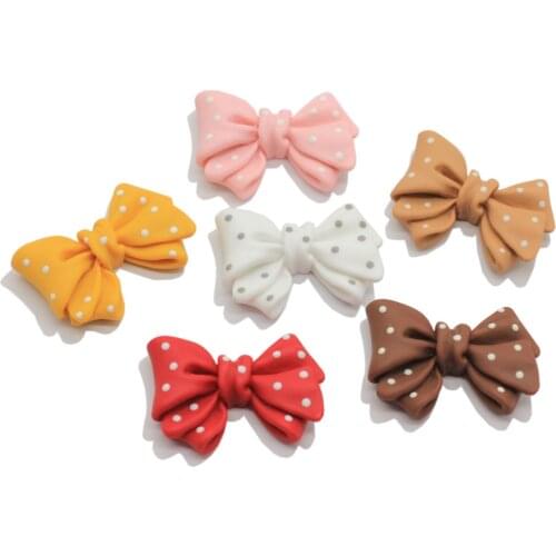 New Design Resin Polka Dots Bow Charms Flatback Bowknot Ornament Craft Decortion Fashion Jewelry Making DIy