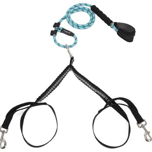 No Tangle Leashes for Two Dogs Reflecting Nylon Rope Medium Large Dogs Training Walking Belt with Double Head Pet lead