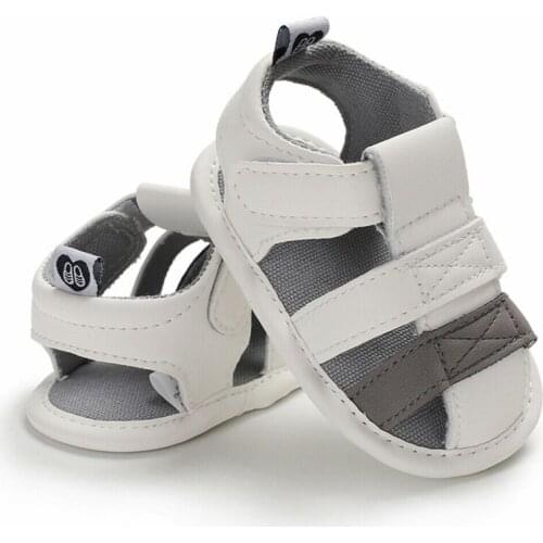 Newborn Baby Boy Soft Sole White Crib Shoes Toddler Summer Sandals Size 0-18 M