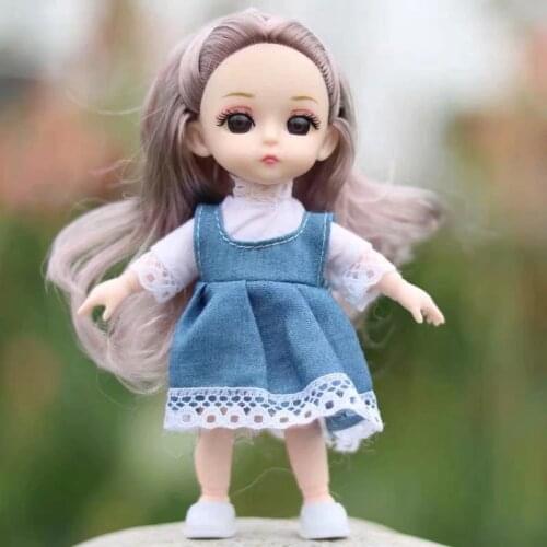 BJD Doll 1/12 Mannequin 16 Cm 13 Movable Joint with Hinges Fashion Clothes Skirt Can Be Dressed Up As A Girl Toy Christmas Gift