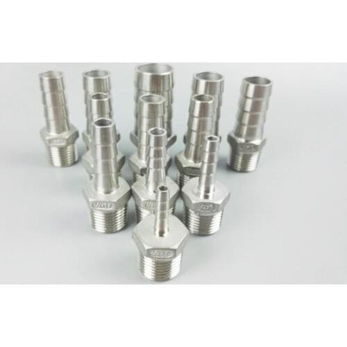 13mm x 1/4'' BSP Male Thread 304 Stainless Steel Pipe Fitting x Barb Hose Tail Reducer Pagoda Joint Coupling Connector