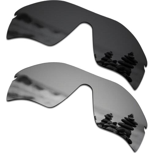SmartVLT 2 Pieces Polarized Sunglasses Replacement Lenses for Oakley Radar Path Stealth Black and Silver Titanium