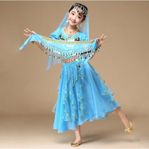 Belly Dance Oriental Costume Dance Children Bellydance Set Kids Girl Bollywood India Dance Practice Performance Clothes 6pcs/Set