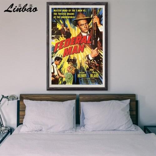 V033 1950 Master Mind Of The T Men! Vintage Classic Movie Custom Silk Poster Home Deco Wall Art Christmas Gift