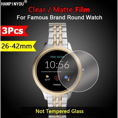 3Pcs For Casio DW MK Suunto Universal Round Watch Clear / Matte Screen Protector 26-42mm Diameter Soft Film 38mm 41mm -Not Glass
