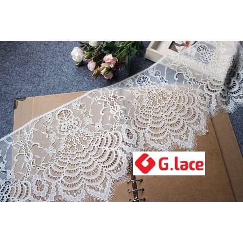 GLACE 9M/Lot Wide 24CM Eyelash Lace Fabric DIY Womens Skirt Splicing Home Fabric Accessories TX402