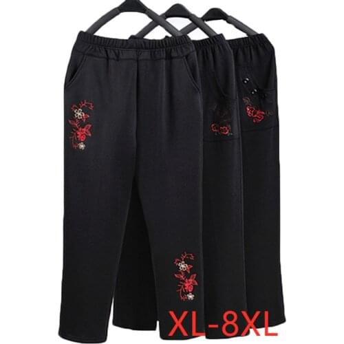 Middle-aged Grandmother Women Trousers Casual Loose Elastic Waist Autumn Women Pants plus size 7XL 8XL Warm Female Winter Pants