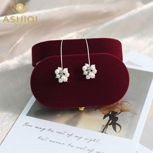 ASHIQI Natural freshwater pearl stud earrings 925 sterling silver flower cluster simple fashion jewelry for women 2021 New