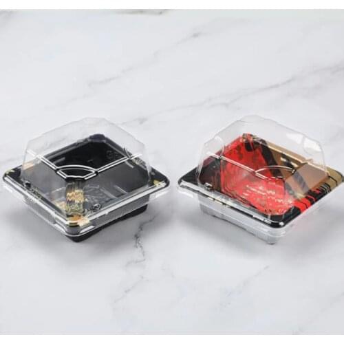 100pcs Disposable Double Sushi Take Out Box Carry Out Boxes Rice Ball Appetizer Packing Container