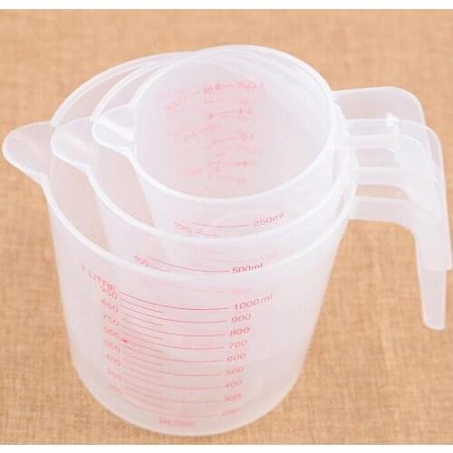 250/500/1000ml High Quality Plastic Measuring Cup Clear Scale Show Transparent Mug +Handle Pour Spout LX1283