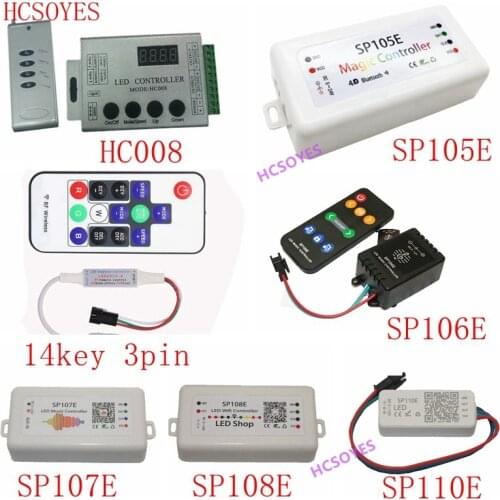 SP110E SP105E SP108E SP106E SP107E 14key 3pin HC008 Music Controller WS2812B Bluetooth SK6812 RGB/RGBW APA102 WS2811 led strip