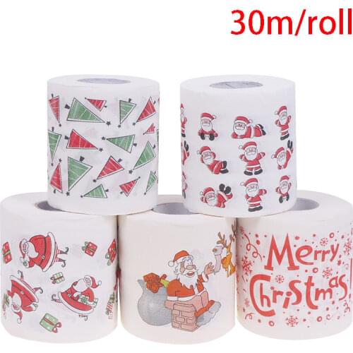 New Year Gifts Christmas Table Napkin Home Santa Claus Bath Toilet Roll Paper Xmas Decor Tissue Christmas Decorations for Home