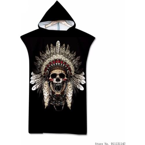 3D Black Indian Skull Printed Headscarf Beach Toilet Super Fibre Surf Toilet Soft Adult Toilet for Swimming Beach