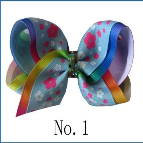 50 BLESSING Girl 4" Two Tone ABC Bow Clip Rainbow Flower Spring Hairbow