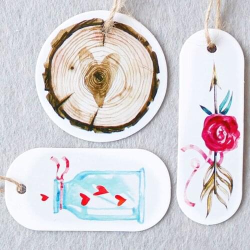 50pcs Flower White Bookmarks Arrow Heart Paper Tags DIY Decoration Bottle Paper Labels Creative Handmade Hang Tags