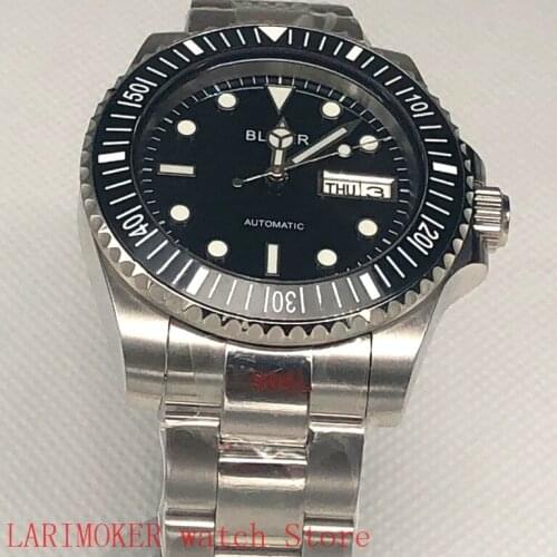 Mens sports and leisure waterproof mens 904L stainless steel strap bracelet watch mh36 mechanical clock black bezel black dial