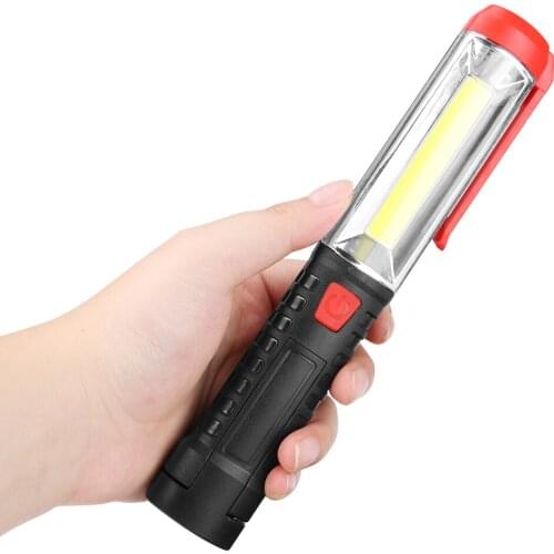 COB LED Flashlight Lighting Torch Work Light Magnetic Lantern Hanging Hook Lamp torch For Outdoor Tent Camping Use 3*AA Battery