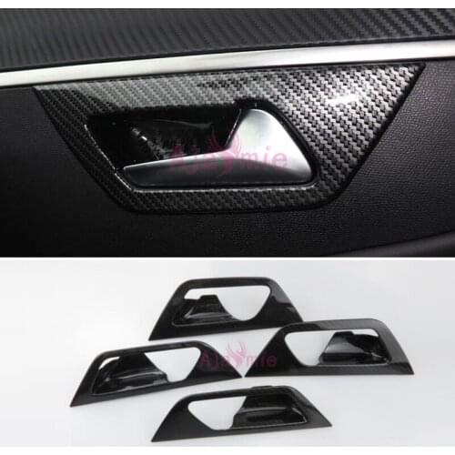 For Peugeot 5008 3008 2017 2018 Interior Carbon Fiber Color Door handle Bowl Insert Overlay Cover Chrome Car Styling Accessories