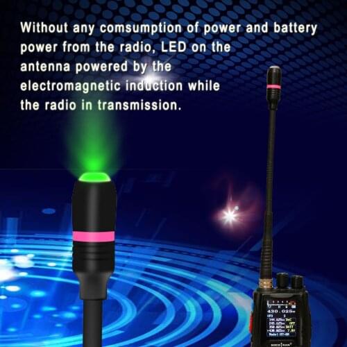 Walkie Talkie 144/430MHz Dual Band LED Antenna Lamp Antenna 21.5cm SMA Female Portable Radio antenna 3.0dBi(VHF)/2.15dBi