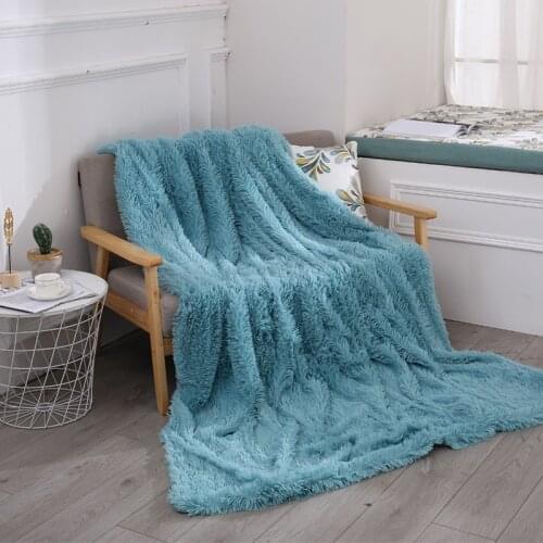 Double Layer Long Plush Solid Colors Autumn Winter Warm Blanket for Home Decoration Warm Air Condition Blanket Bedspread Bedding