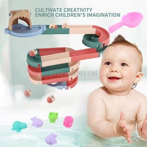 Bath Toys Baby Bathroom Duck DIY Track Bathtub Kids Play Water Games Tool Bathing Shower Wall Suction Set Bath Toy for Children