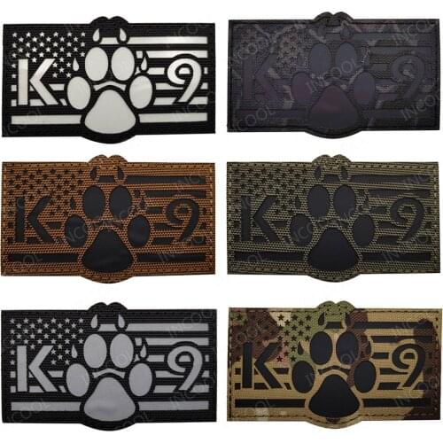 IR Multicam Reflective Infrared K9 Dog Paw Tactical Military Patch Decorative Badges Glow In Dark Patches For Clothes Cap