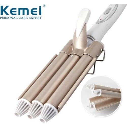 Kemei Professional Curling Iron Ceramic Triple Barrel Hair style Hair Waver Styling Tools 110-220V Hair Curler Electric Curling