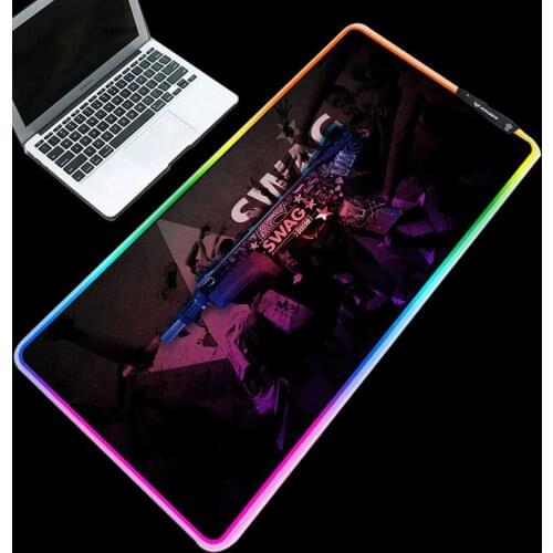 Mairuige High quality CSGO gaming mouse pad RGB colorful lighting SWAG pattern keyboard pad gaming non-slip table mat